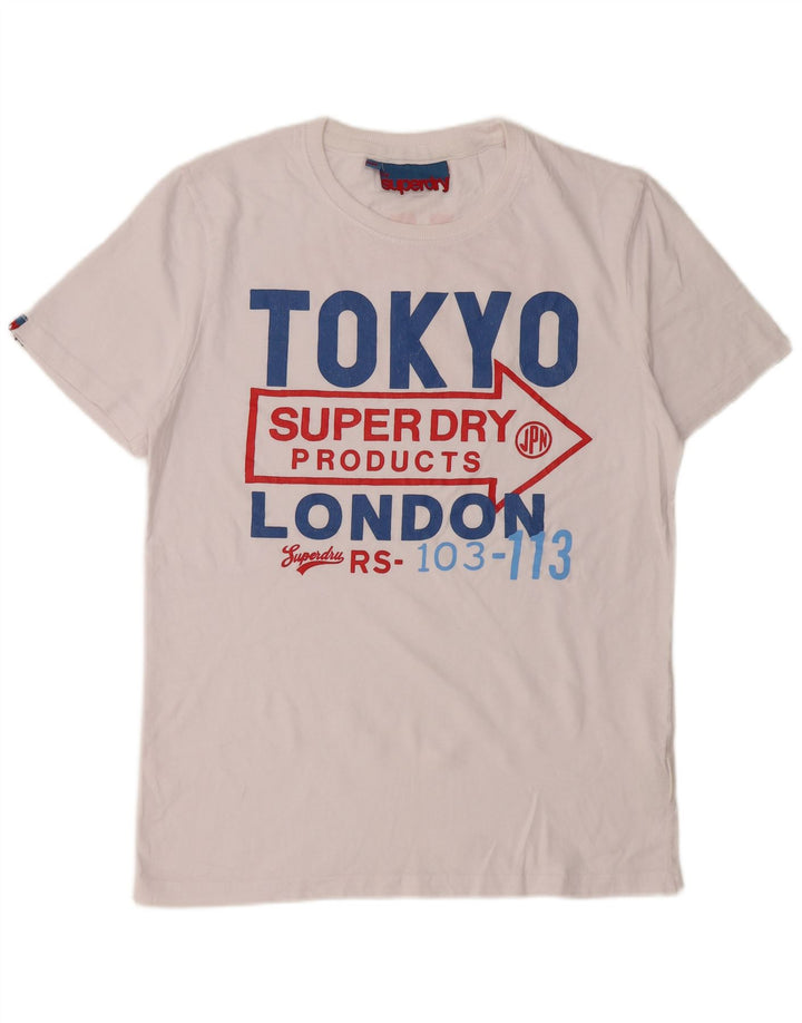 Мужская футболка с рисунком Superdry, топ XL, белый хлопок