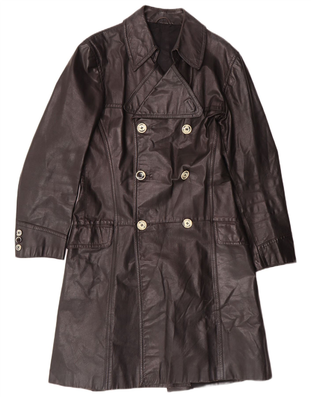 Винтажное мужское кожаное пальто IT 46 маленькое черное кожаное классическое