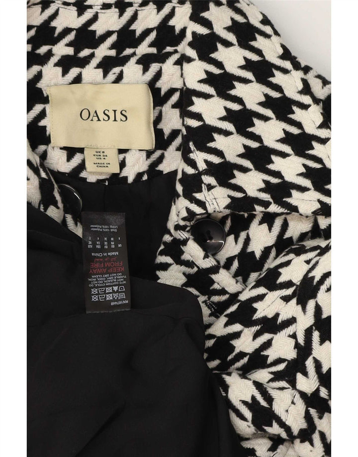 Женское двубортное пальто Oasis UK 8, маленькое черное полиэстер с узором «гусиные лапки»