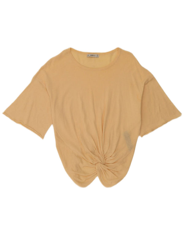 Женская блузка с рукавом 3/4 Zara UK 14, средний бежевый хлопок