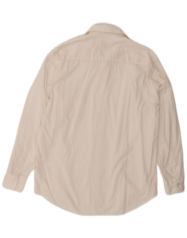 Brooksfield Mens Shirt Medium Beige Pinstripe Cotton