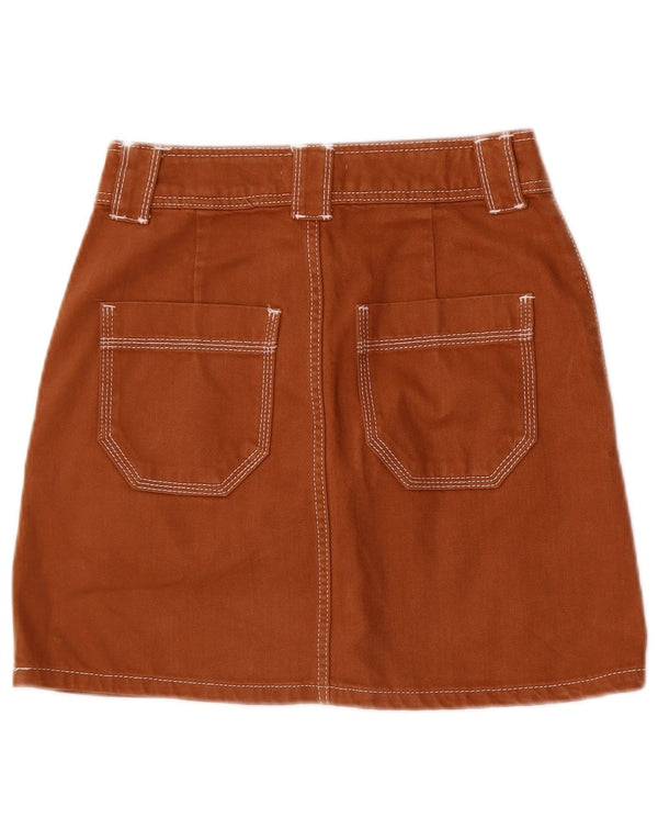 Topshop Womens Denim Skirt UK 8 Small W26  Brown Cotton