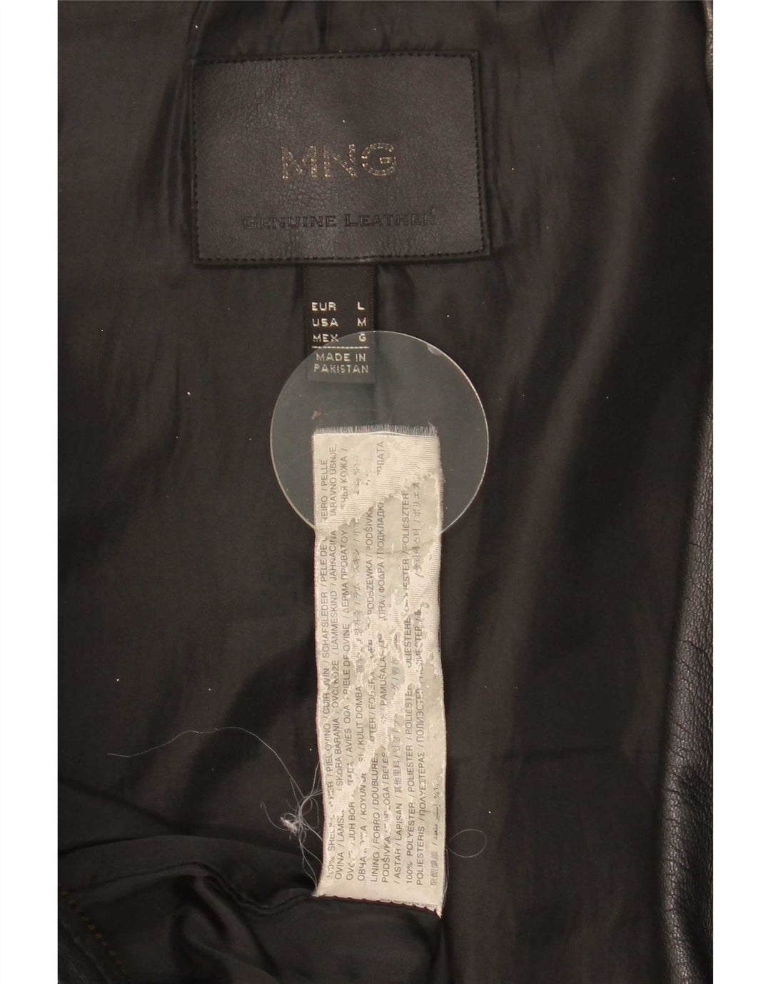 Женская укороченная кожаная куртка Mango UK 14, большая черная кожа