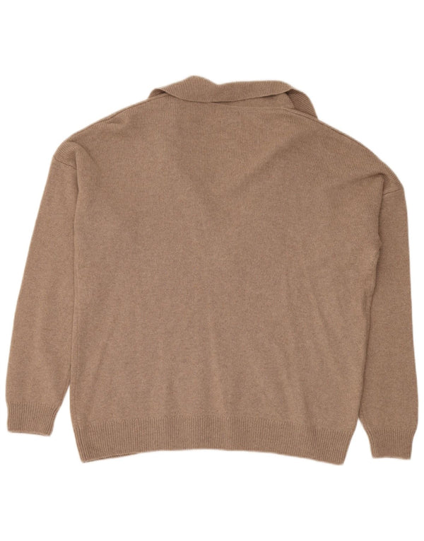 Massimo Dutti Женский свободный джемпер с воротником поло UK 14 Средний Коричневый