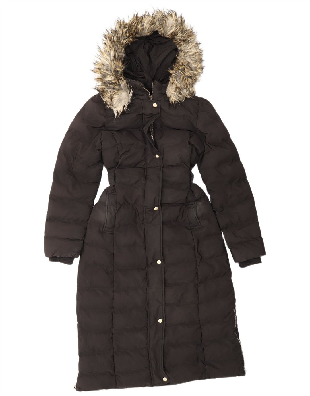 Женское стеганое пальто с капюшоном OASIS UK 12, средний черный полиэстер