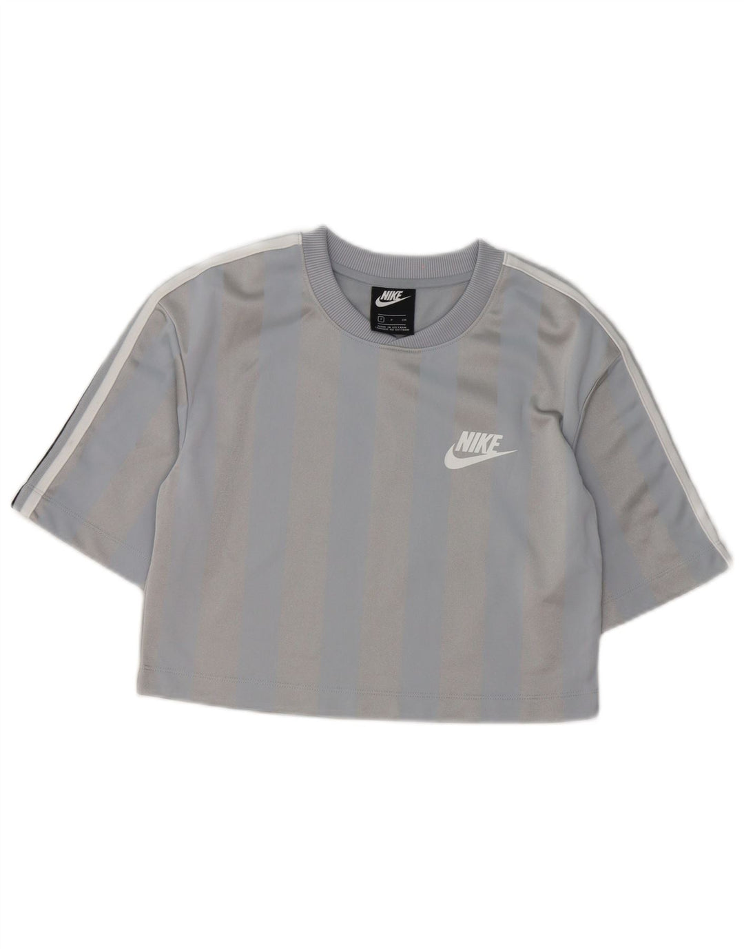 Женская укороченная футболка Nike UK 10, маленький серый полосатый полиэстер
