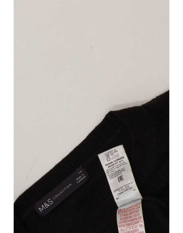 Женский джемпер с круглым вырезом Marks & Spencer UK 14, средний черный акрил