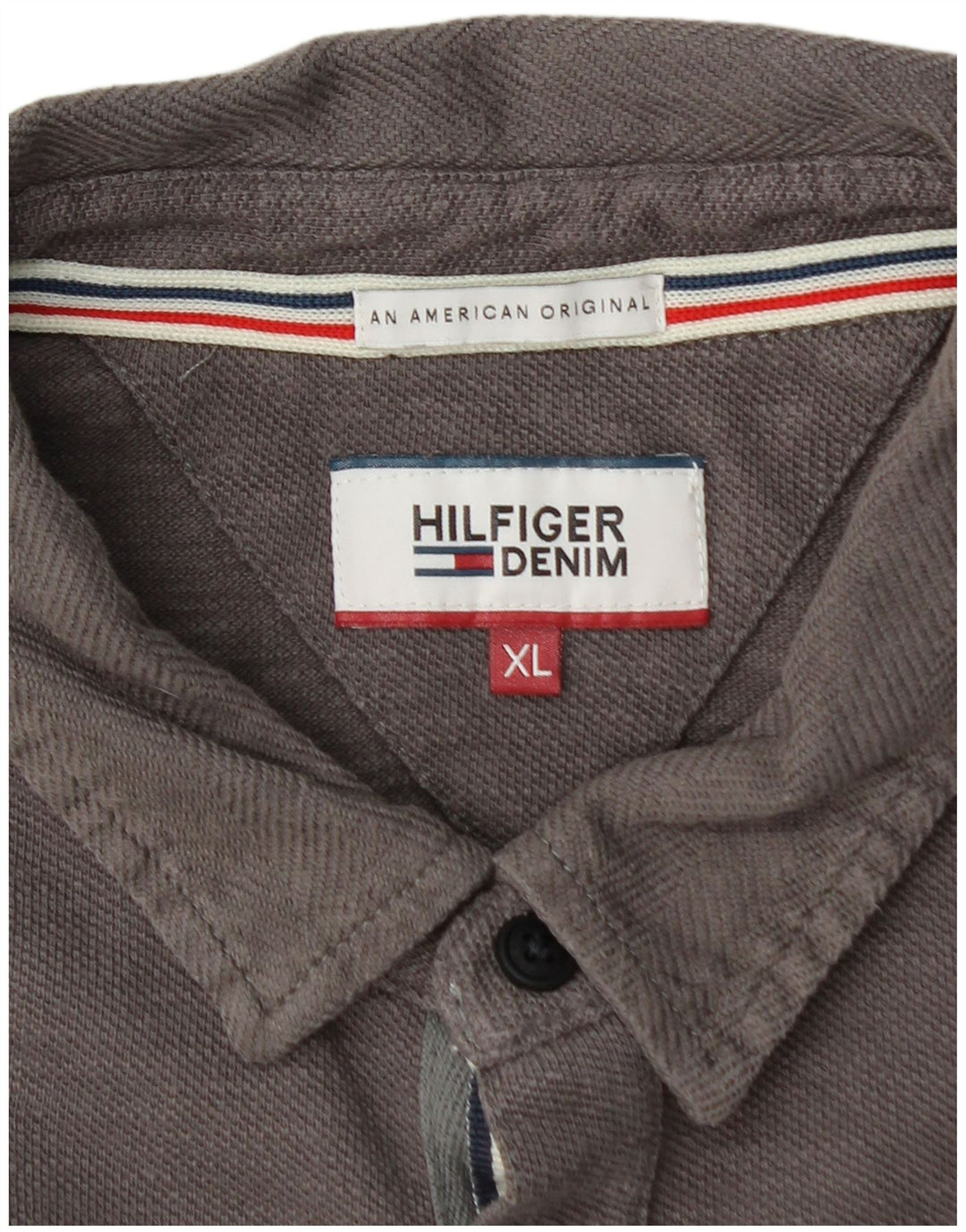 TOMMY HILFIGER Мужская рубашка-поло с длинным рукавом и рисунком, XL, серая