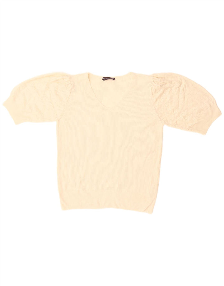 Женский джемпер с v-образным вырезом Marks & Spencer UK 14, средний, белый