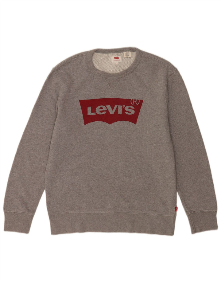 Мужской свитшот с рисунком Levi's, маленький серый хлопковый джемпер