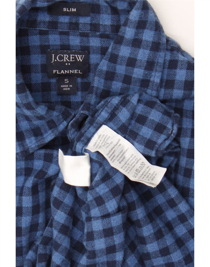 Мужская фланелевая рубашка приталенного кроя J. Crew, маленькая синяя хлопковая клетка в мелкую клетку