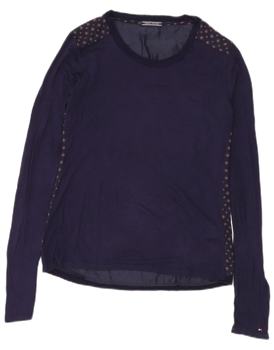 Женский топ Tommy Hilfiger с длинным рукавом UK 12, средний темно-синий с геометрическим узором