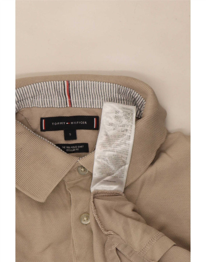 Мужская рубашка-поло обычного кроя Tommy Hilfiger, маленький размер, бежевый хлопок