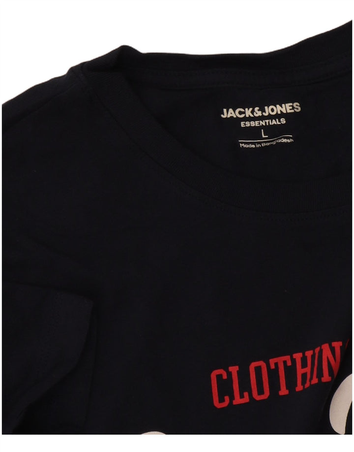 Мужская футболка с рисунком Jack & Jones, большая, темно-синяя