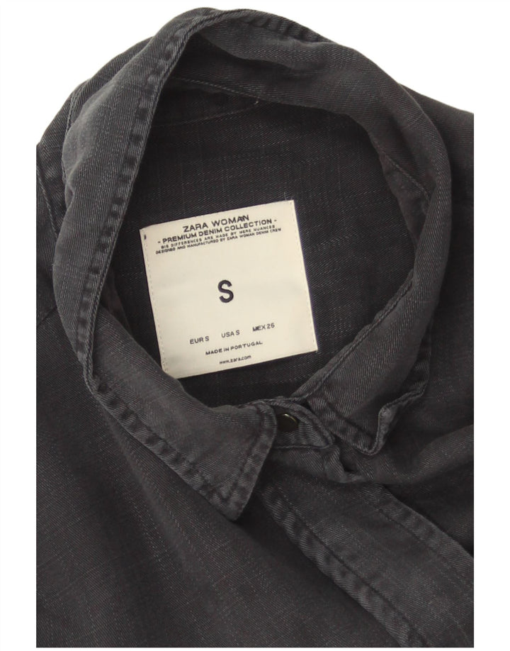 Женская рубашка оверсайз Zara UK 10, маленькая, серая, лиоцелл