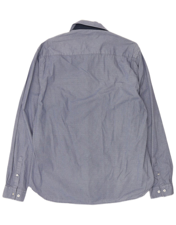 Мужская рубашка узкого кроя Pierre Cardin XL, синяя, хлопковая с геометрическим рисунком