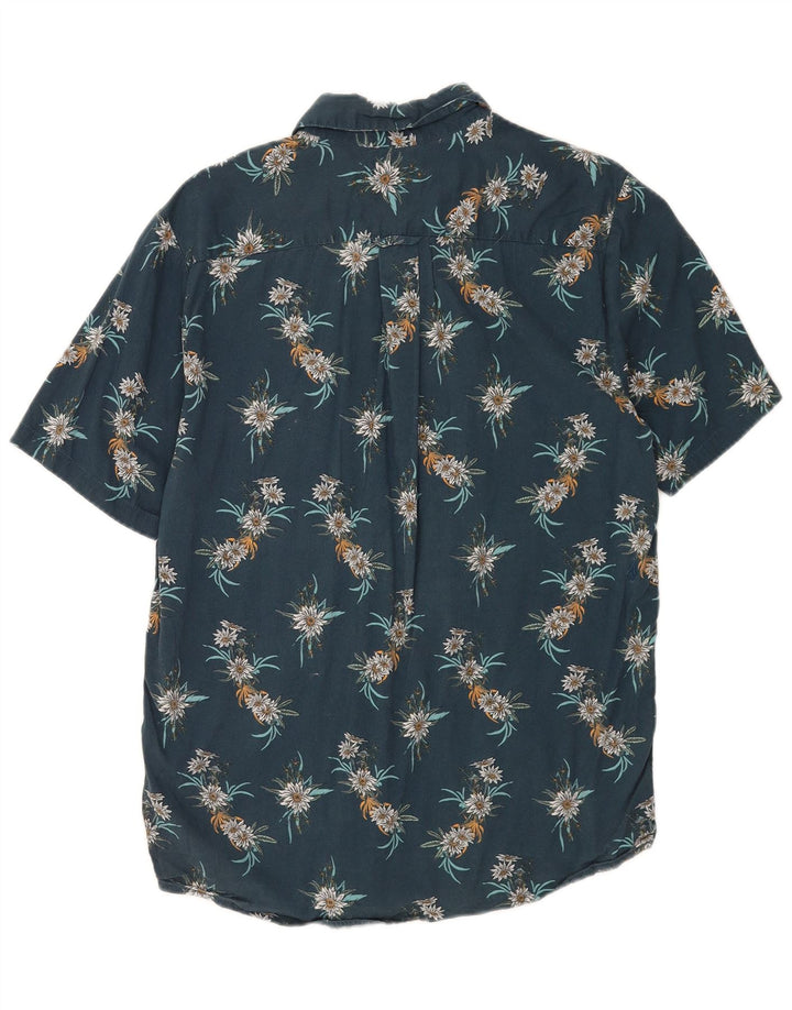 Мужская рубашка классического кроя с коротким рукавом Volcom, хлопковая рубашка среднего синего цвета с цветочным принтом