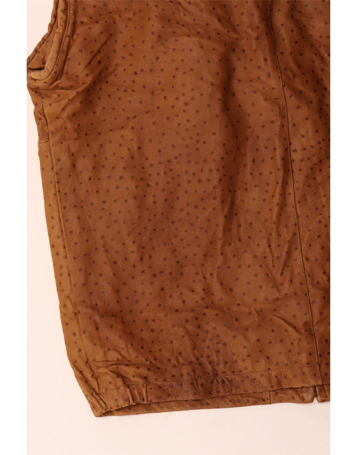 Мужской кожаный жилет VINTAGE IT 56 3XL Коричневый в пятнистый цвет