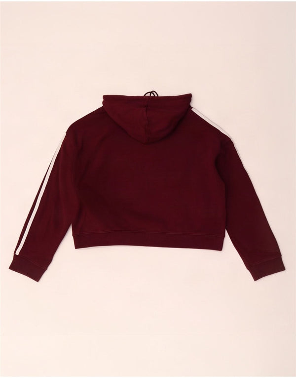 Женский укороченный джемпер с капюшоном Adidas Oversized UK 10, маленький бордовый хлопок