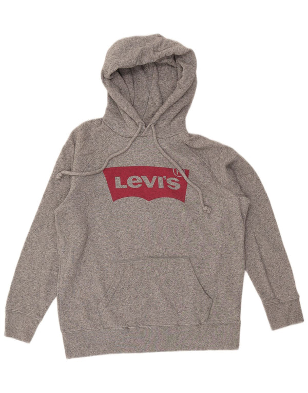 Женский джемпер с капюшоном оверсайз с рисунком LEVI'S UK 10, маленький, серый в крапинку