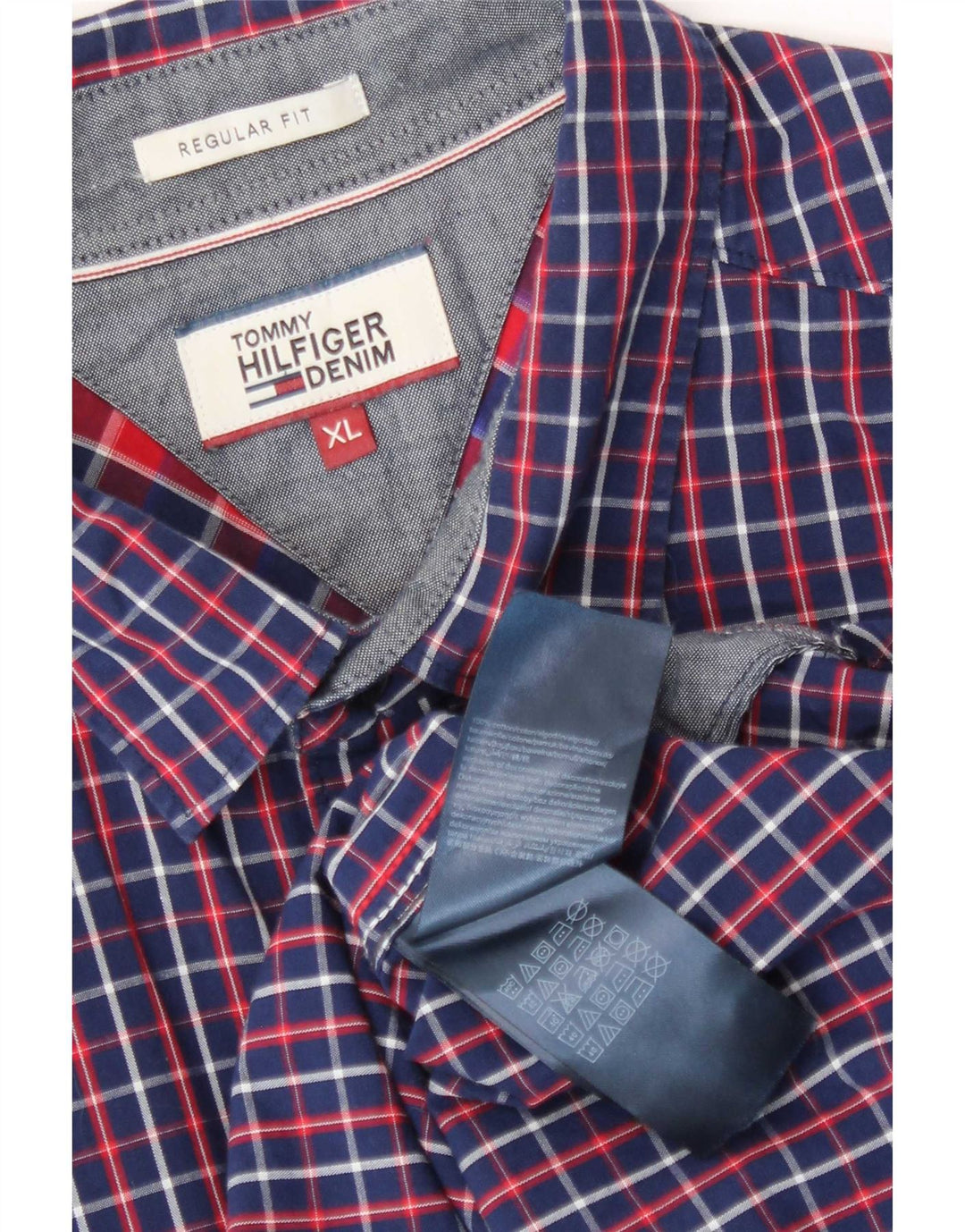 Мужская рубашка стандартного кроя Tommy Hilfiger XL, темно-синяя клетка, хлопок