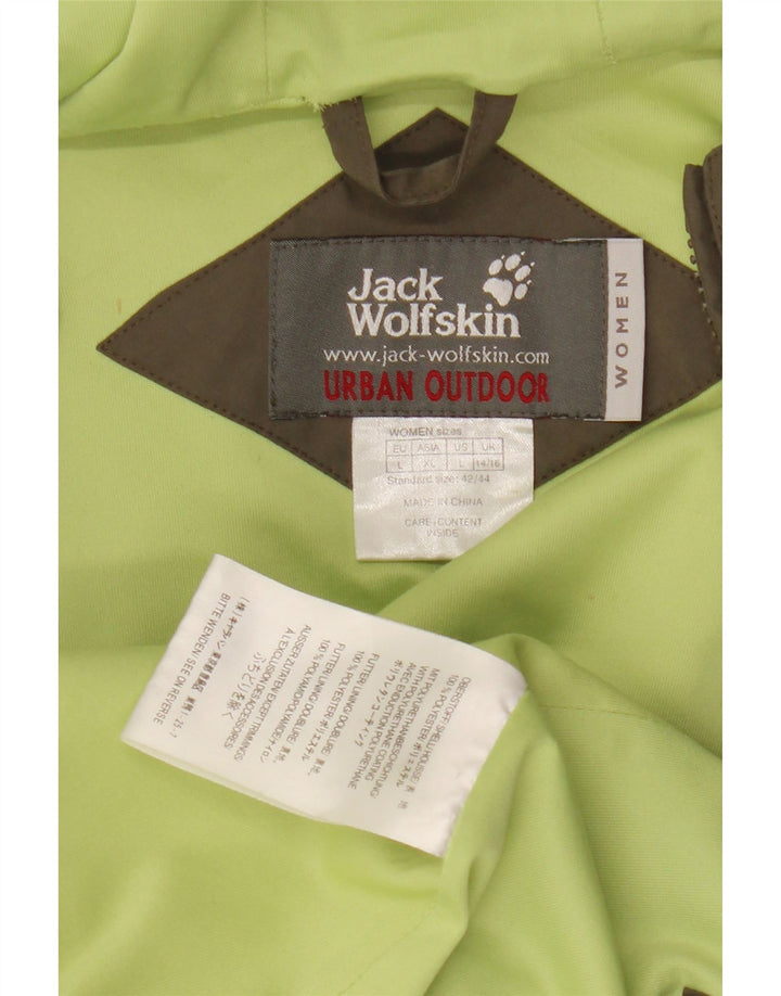 Женская дождевик с капюшоном Jack Wolfskin UK 14/16, большой полиэстер цвета хаки