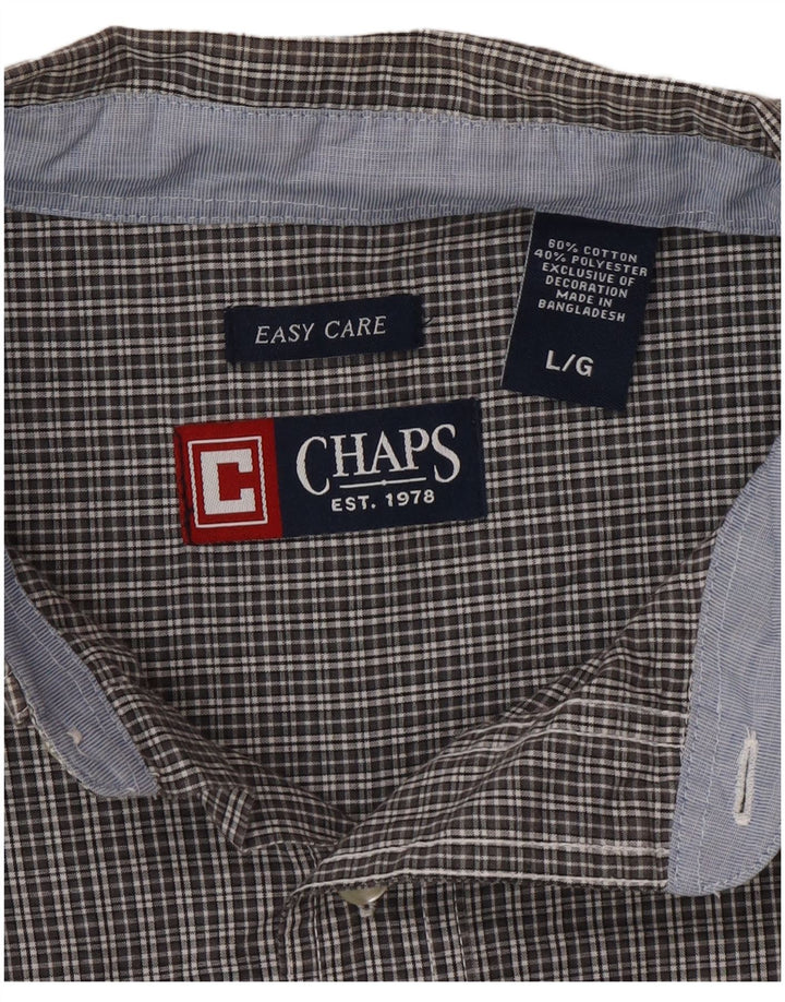 Мужская рубашка Chaps с коротким рукавом, легкая в уходе, большая серая клетка, хлопок