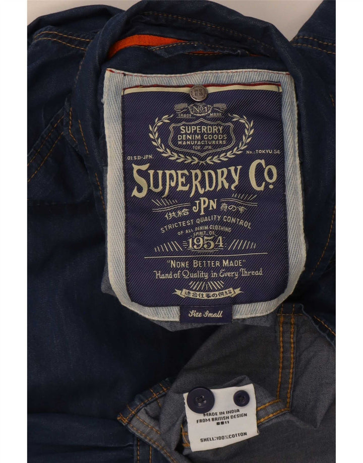 Мужская джинсовая рубашка Superdry, маленькая синяя, хлопок