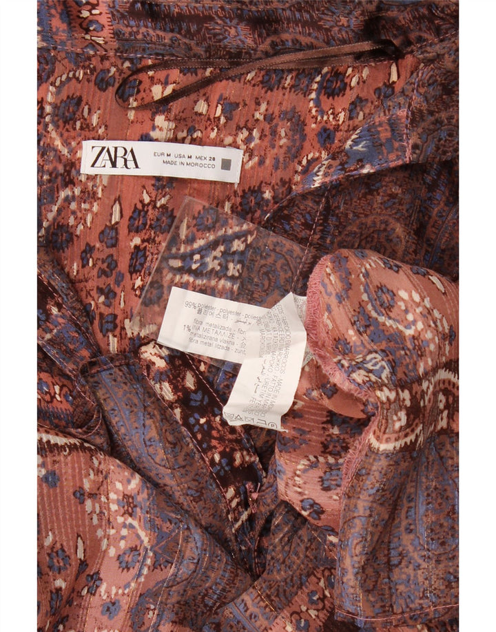 Женская блузка-рубашка оверсайз Zara UK 14, средний разноцветный, пейсли