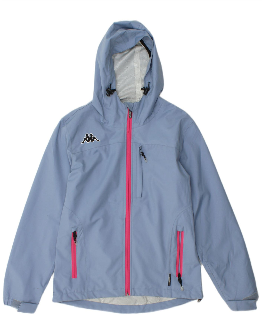 KAPPA Womens Hooded Rain Jacket UK 14 Medium Blue Polyester