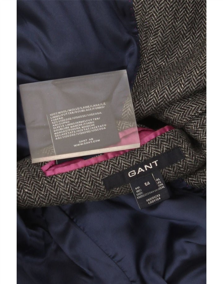 Мужской пиджак Gant на 2 пуговицах IT 54 2XL Серый, шерсть с узором «в елочку»