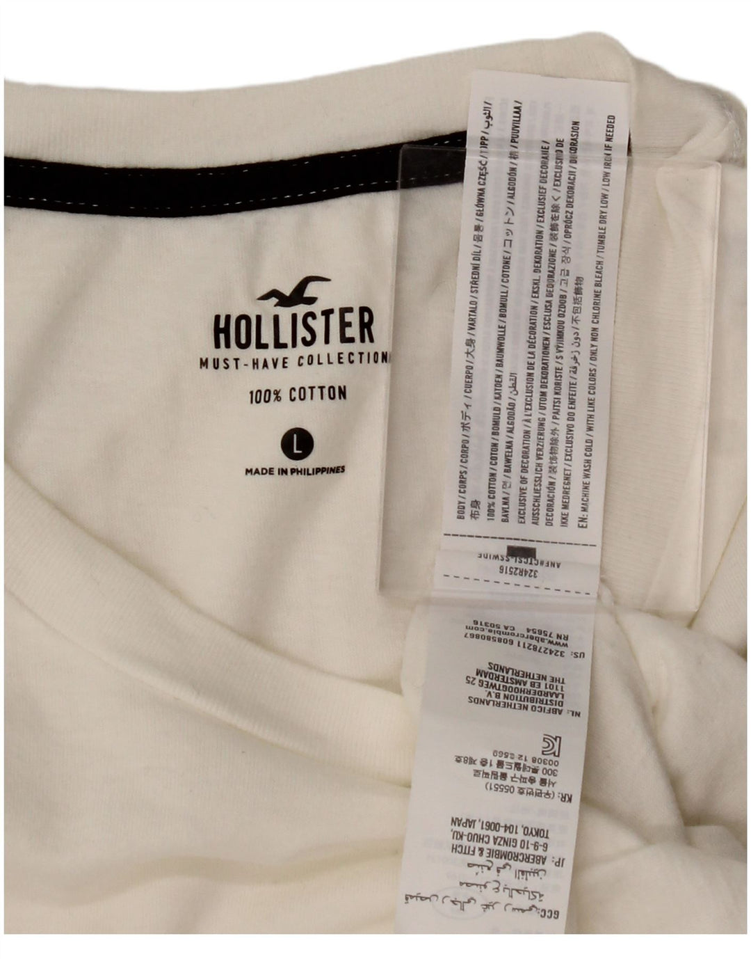 HOLLISTER Mens T-Shirt Top Large White Cotton