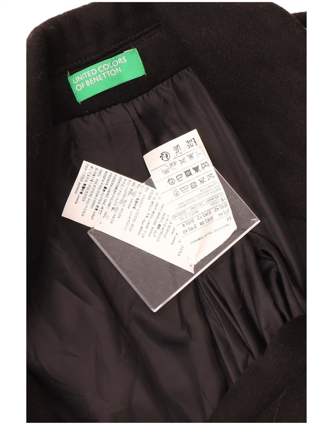 Женское пальто Benetton UK 12, средний черный, полиэстер