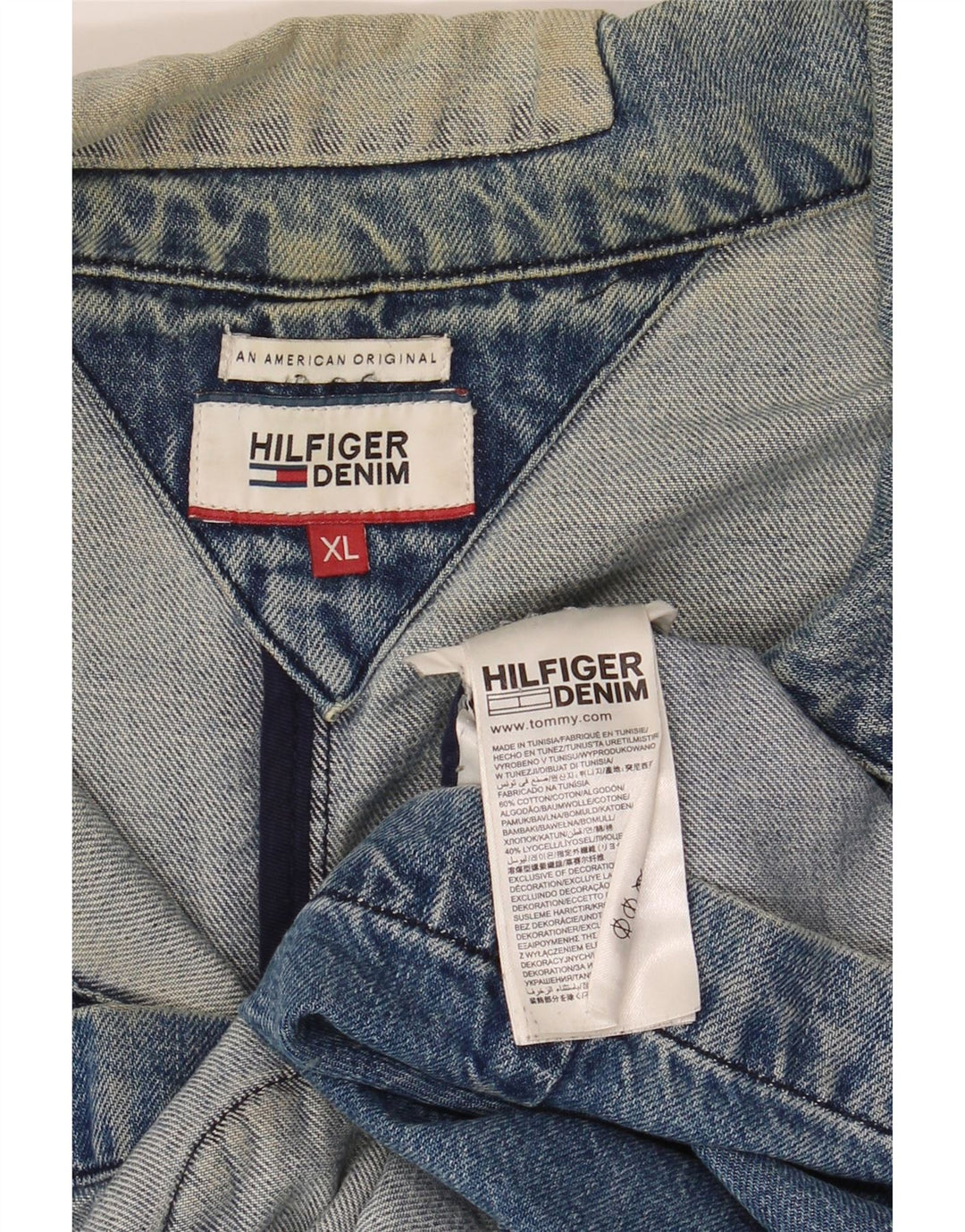 Женская джинсовая куртка Tommy Hilfiger UK 18 XL Синяя в стиле пэчворк