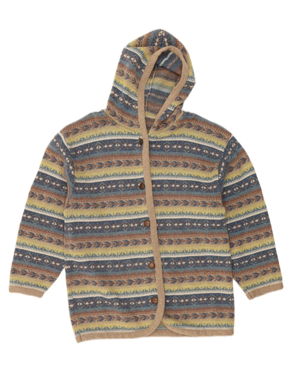 Винтажный женский кардиган с капюшоном, Великобритания, размер 18 XL, в разноцветную полоску