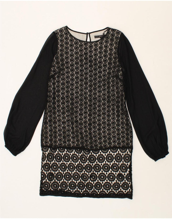 COAST Womens Abstract Pattern Long Sleeve Shift Dress UK 12 Medium Black Vintage Coast and Second-Hand Coast from Messina Hembry 