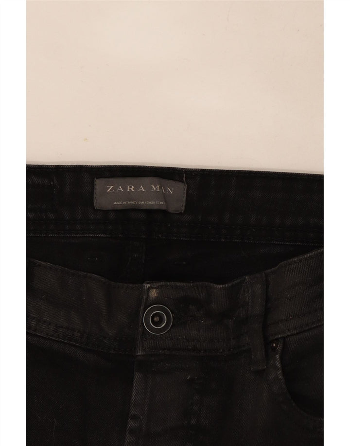 Мужские потертые узкие джинсы Zara EU 42, большие W32 L26, черные