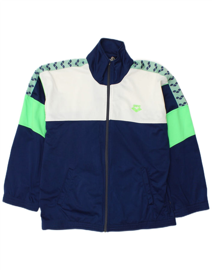 Мужской спортивный костюм ARENA с графическим рисунком, верхняя куртка, средний темно-синий, с цветными блоками