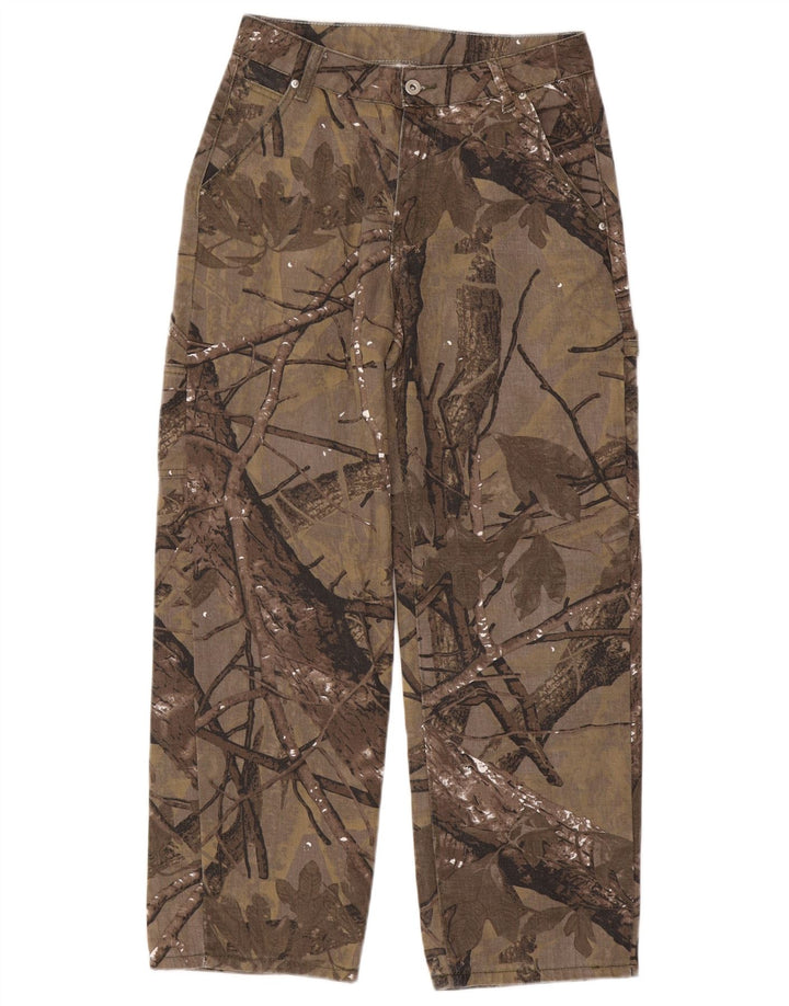 ВИНТАЖНЫЕ мужские прямые брюки карго среднего размера W30 L27 коричневые с цветочным принтом