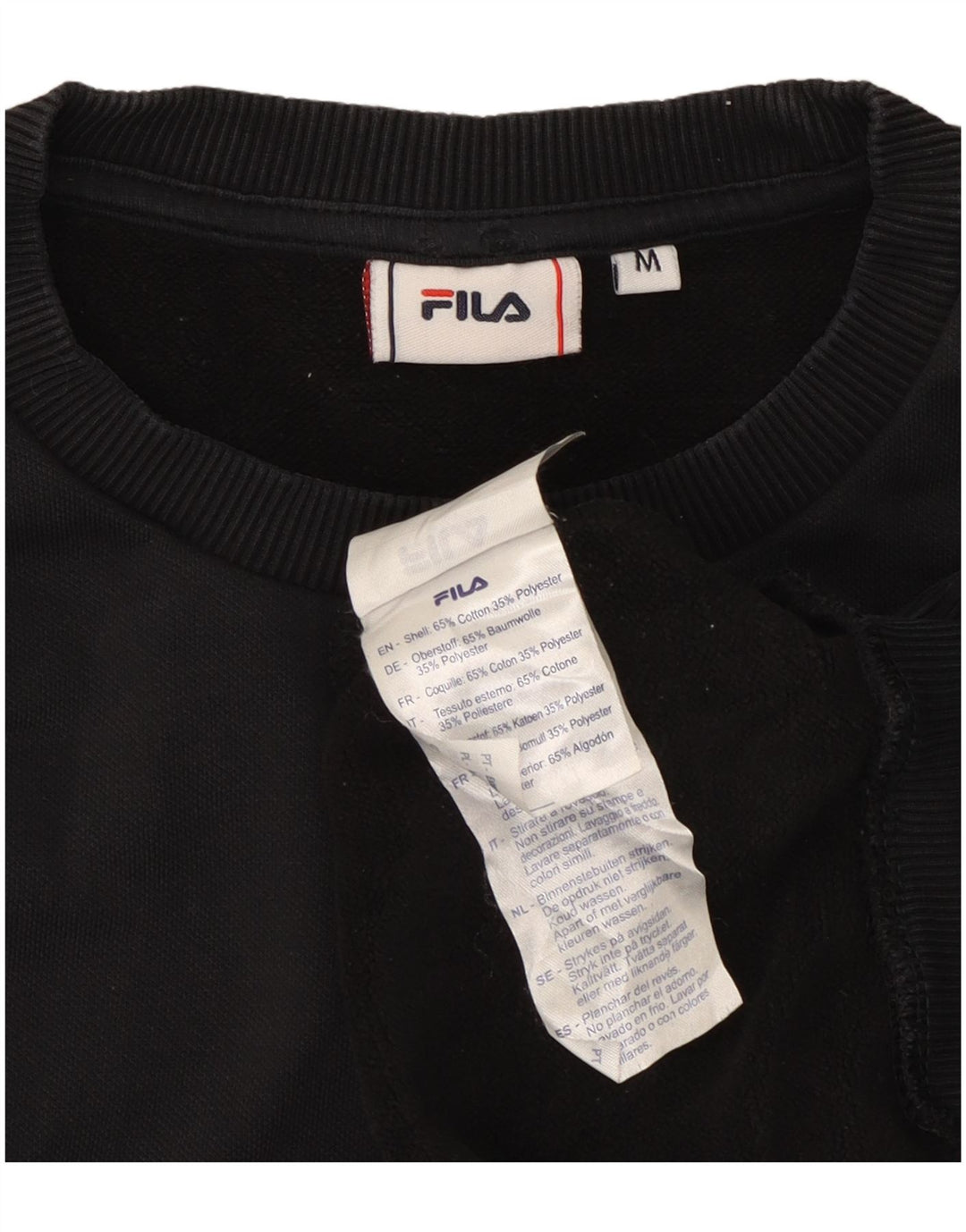 Мужской свитер Fila, джемпер среднего размера, черный, хлопок