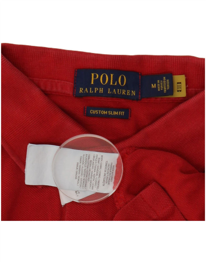 POLO RALPH LAUREN Мужская рубашка-поло приталенного кроя на заказ среднего красного цвета, хлопок