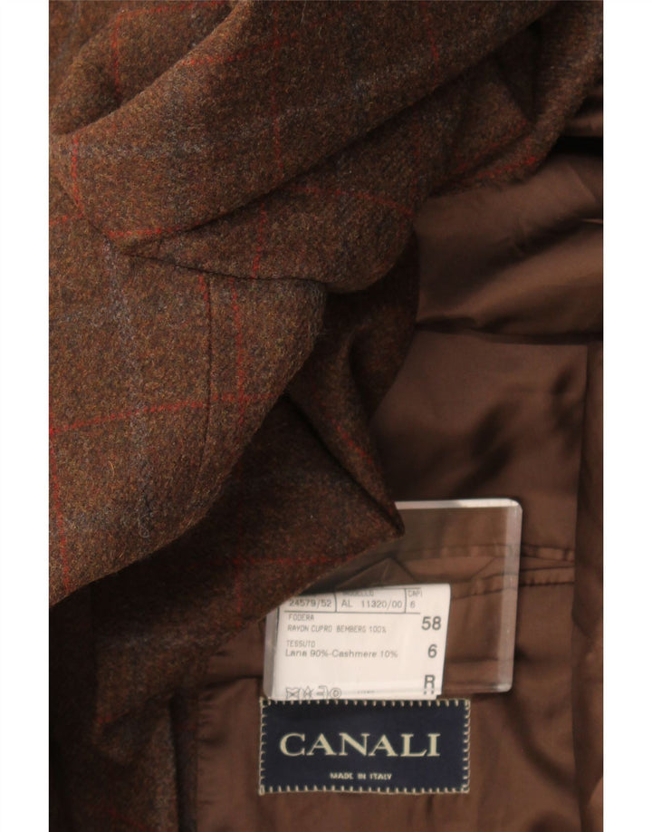 Мужской пиджак Canali на 3 пуговицах IT 58 4XL, коричневый, шерстяной в клетку