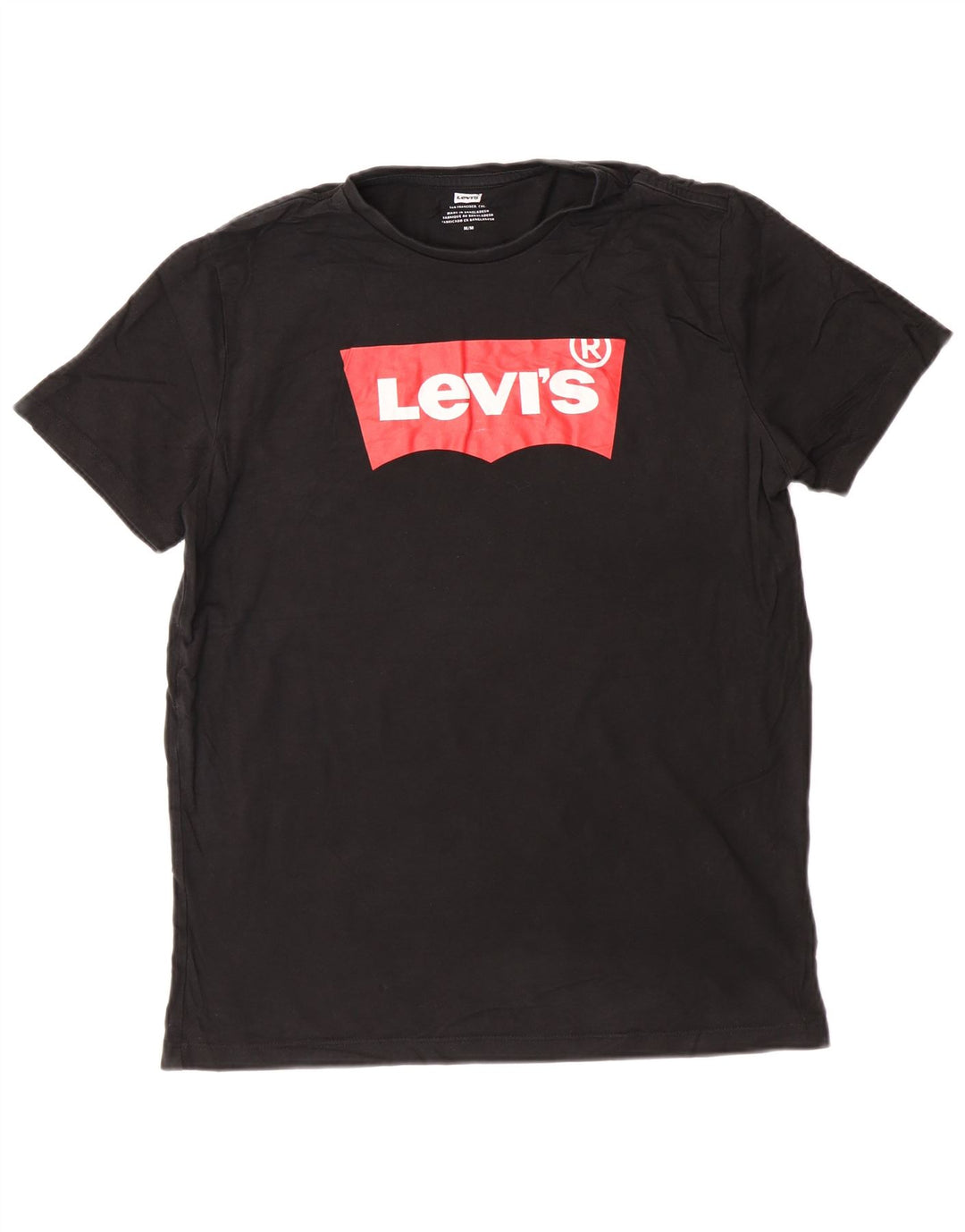 Мужская футболка с рисунком Levi's, верх среднего размера, черный хлопок, хлопок
