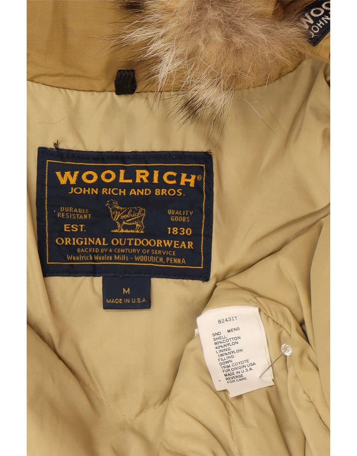 Мужское стеганое пальто с капюшоном Woolrich UK 38, средний бежевый, хлопок