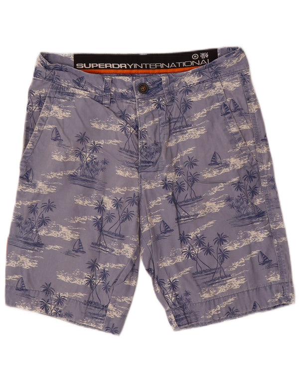 Мужские шорты чинос с рисунком Superdry, маленькие, синие, хлопковые, гавайские, W29
