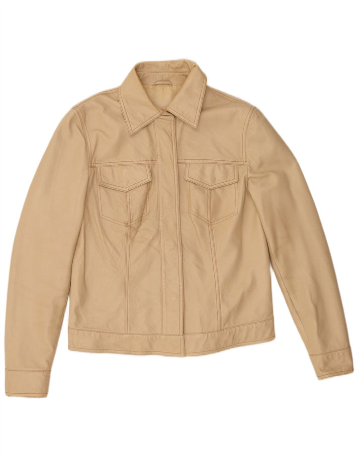 Винтажная женская кожаная куртка IT 44 Medium Beige Leather