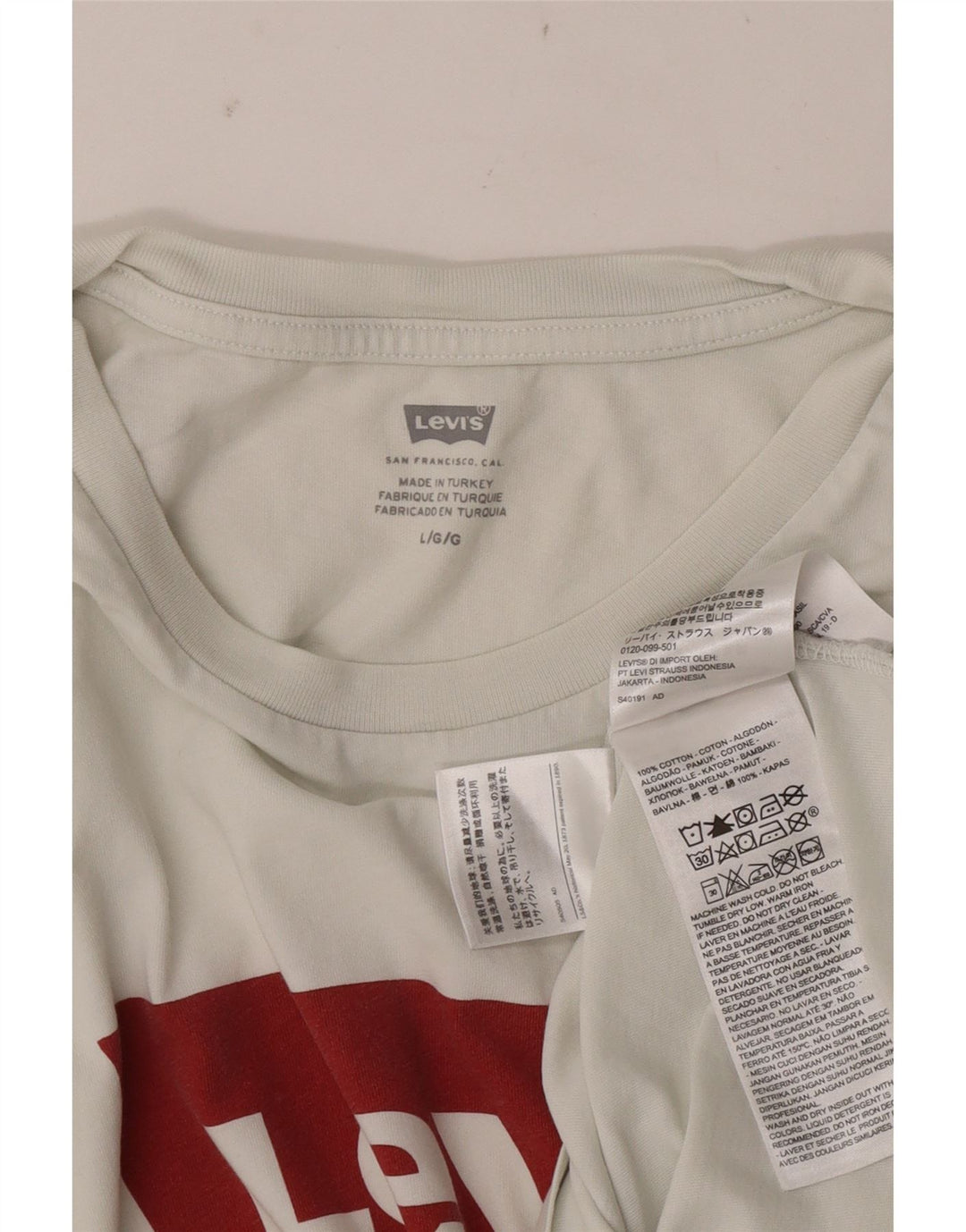 Мужская футболка с рисунком Levi's, большой белый хлопок