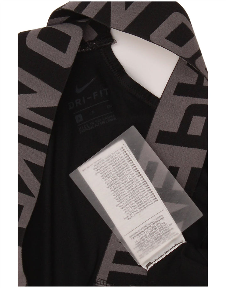 Женский спортивный бюстгальтер с графическим рисунком Nike Dri Fit, маленький черный полиэстер