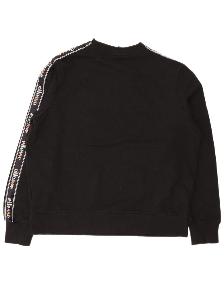 Женский джемпер оверсайз с рисунком Ellesse, размер UK 10, маленький, черный, хлопок