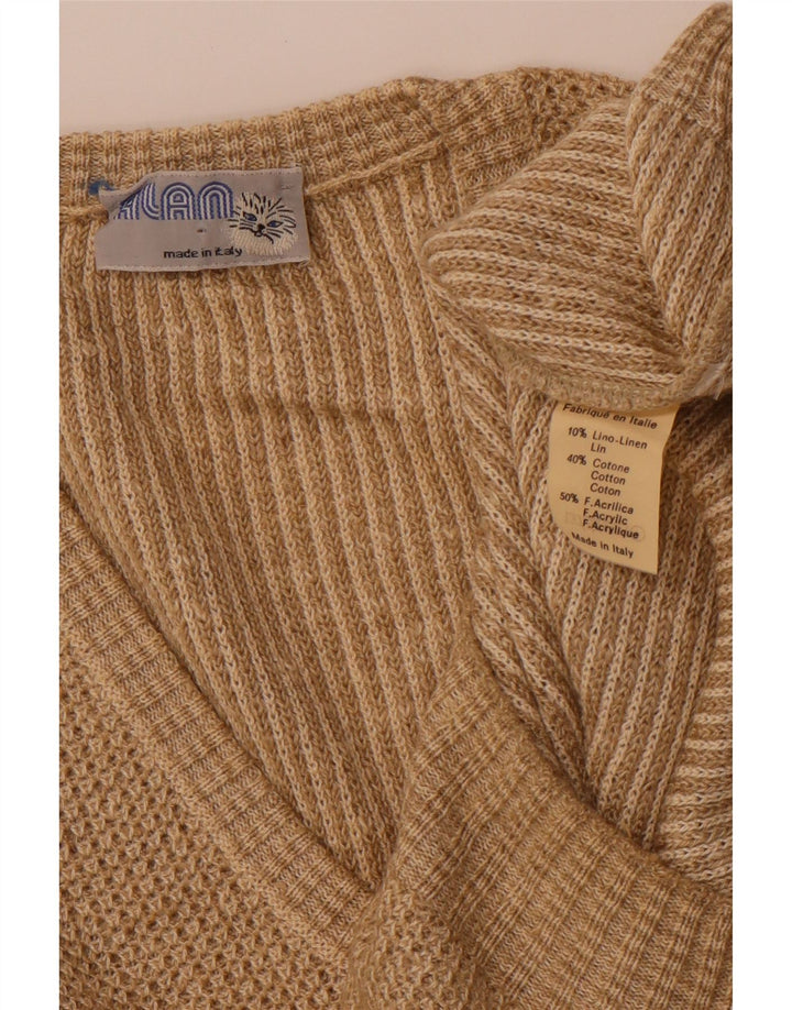 VINTAGE Мужская майка-майка среднего бежевого цвета из льна